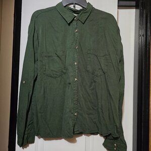 Harper Heritage Women's Dark Green Casual Buttoned Down Shirt Size XL